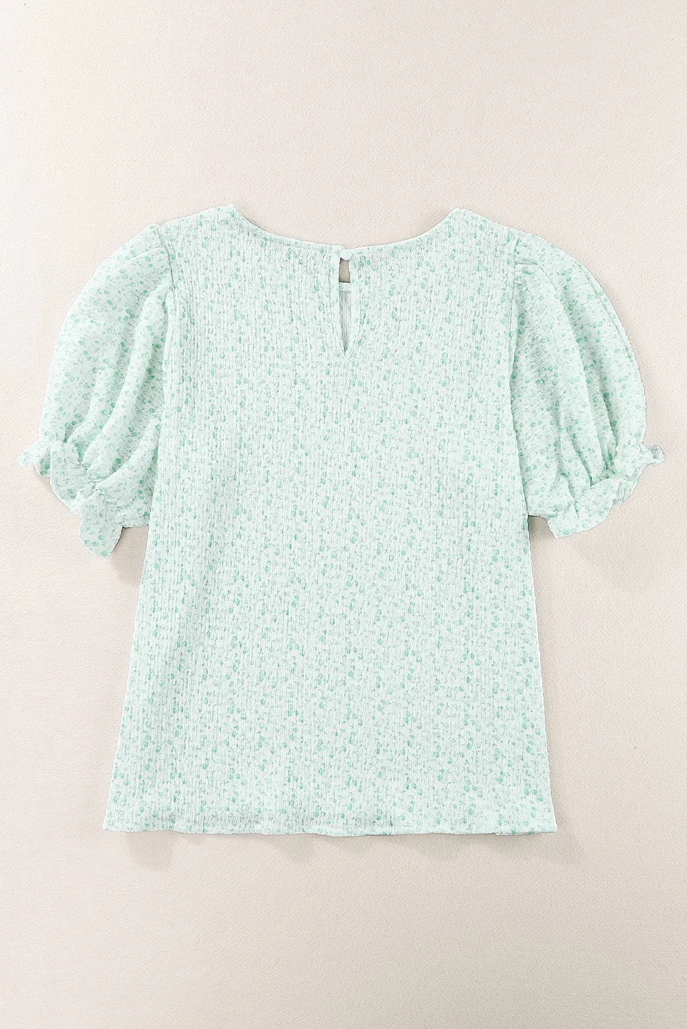 Women's Puff Sleeve T-Shirts Casual Floral Smocked Blouse