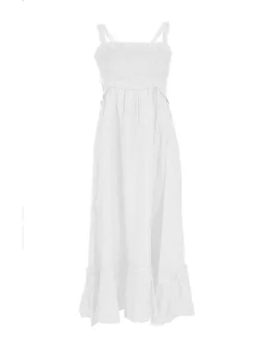 Yes Zee Womens Linen Casual Square Neck Sleeveless Dress White